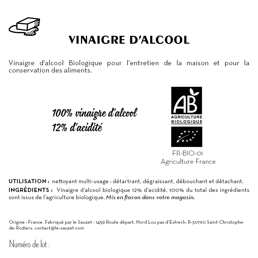 Contre étiquette - Vinaigre d'Alcool Bio 12°