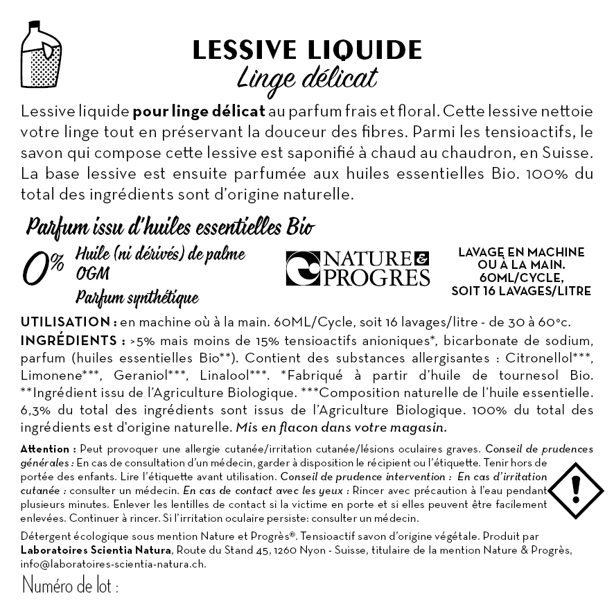 Contre étiquette - Lessive liquide - Linge délicat