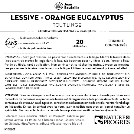 Contre étiquette - Lessive liquide - Tout linge - Eucalyptus &amp; Orange
