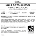 [CE0059] Contre étiquette - Huile de Tournesol Vierge - Bio