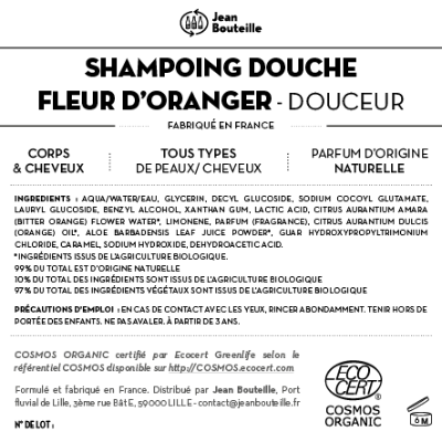 Contre étiquette - Shampoing douche fleur d'oranger - Tonifiant et hydratant - BIB10L