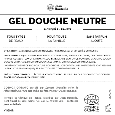 Contre étiquette - Gel Douche Neutre