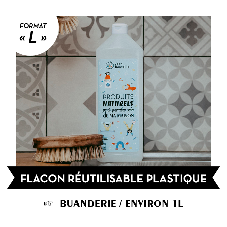 Carton de 24 bouteilles réutilisables plastique - Buanderie format L contenance env. 1L