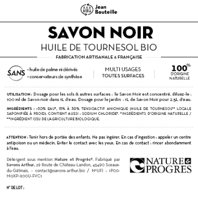 Contre étiquette - Savon Noir à l'huile de tournesol