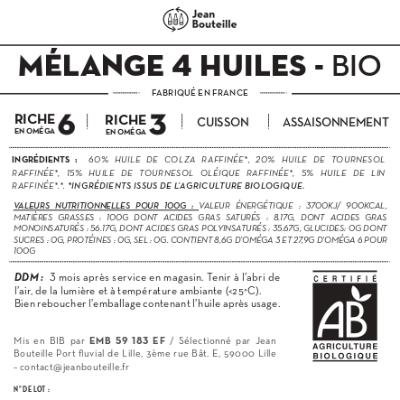 Contre étiquette - Mélange 4 Huiles - Bio