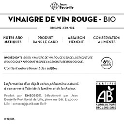 [CE0022] Contre étiquette - Vinaigre de Vin Rouge 6% - Bio