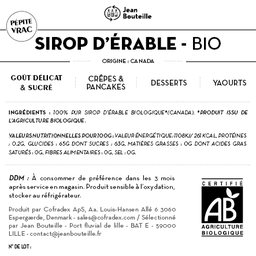 [CE0053] Contre étiquette - Sirop d'érable - Bio