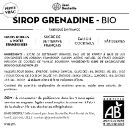 [CE0074] Contre étiquette - Sirop de Grenadine Bio - BIB 10L