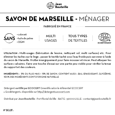[CE0541] Contre étiquette - Savon de Marseille Ménager - Eco Détergent