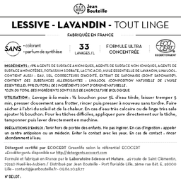 [CE0551] Contre étiquette - Lessive Liquide Tout Linge Lavande - BIB 10L - Eco Détergent