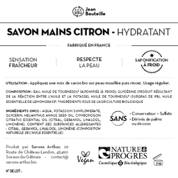 [CE0554] Contre étiquette - Savon Main Citron - Nature et Progrès - BIB10L